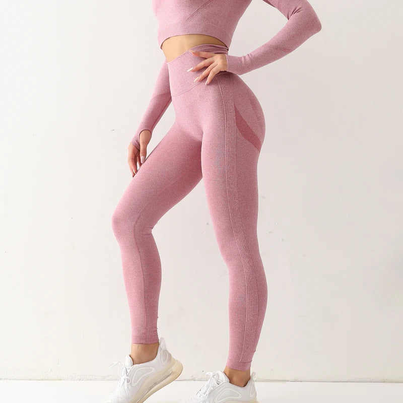 Fitness Women Sport Seamless Leggings High Waist Elastic Solid Yoga