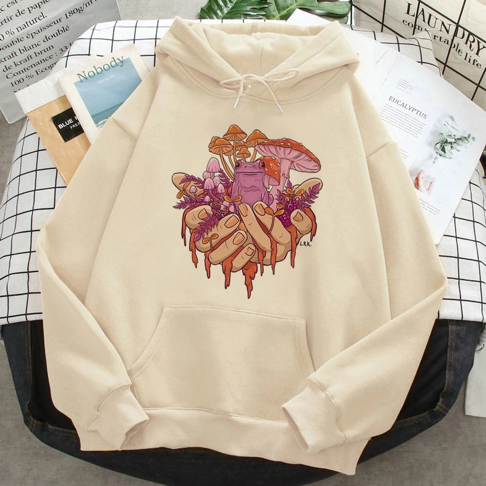 Mushroom hoodies women 90s 2023 anime aesthetic sweater Hooded Shirt women Winter Pullover
