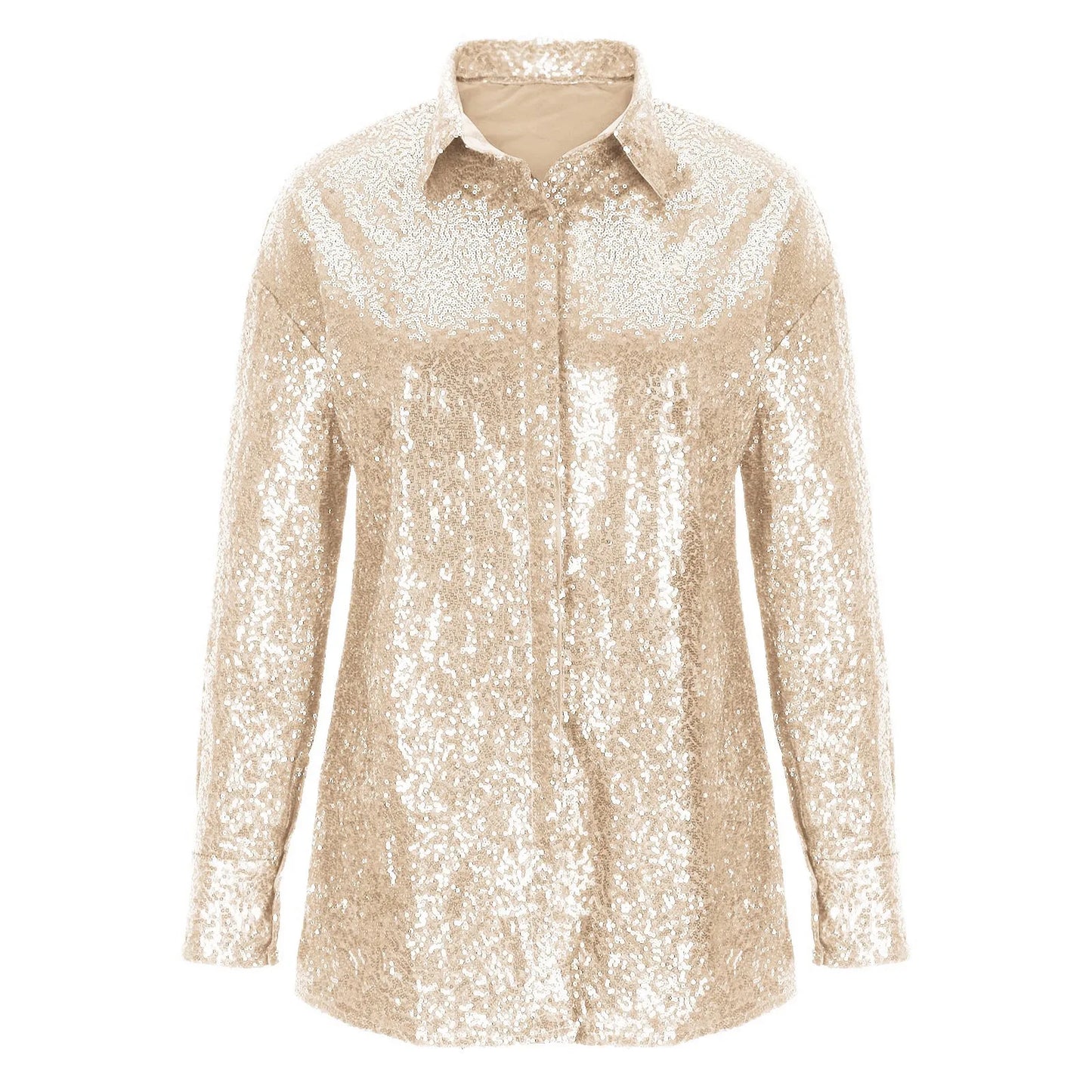 Tossy Sparkle Loose For Women Shirts Fashion Patchwork Long Sleeve Straight High Waist Y2k Top Female Elegant Glitter Shirt Top